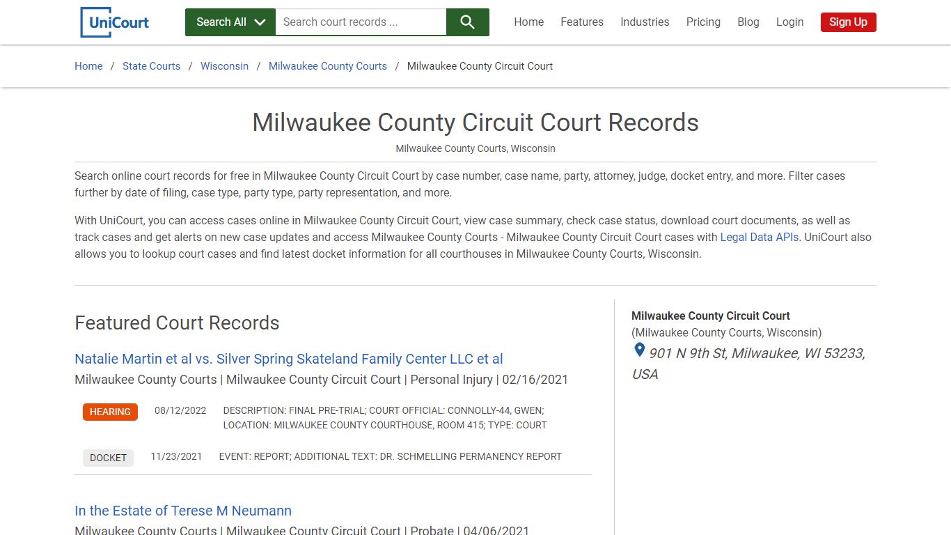 Milwaukee County Circuit Court Records | Milwaukee | UniCourt